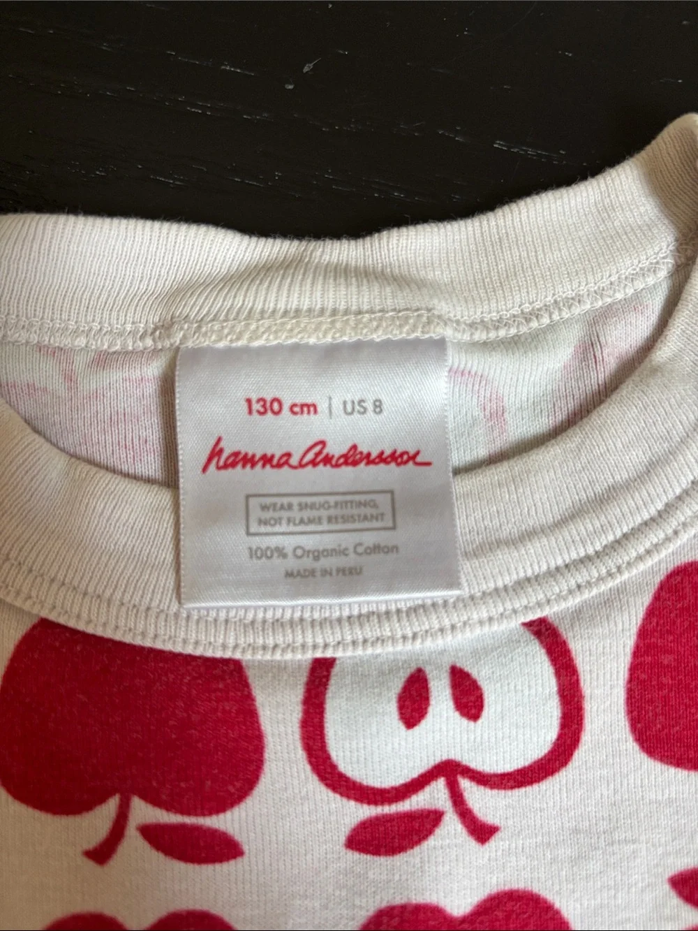 Hanna Andersson Red Apple Short-Sleeve Organic Cotton Pajama Set size 8 / 130cm